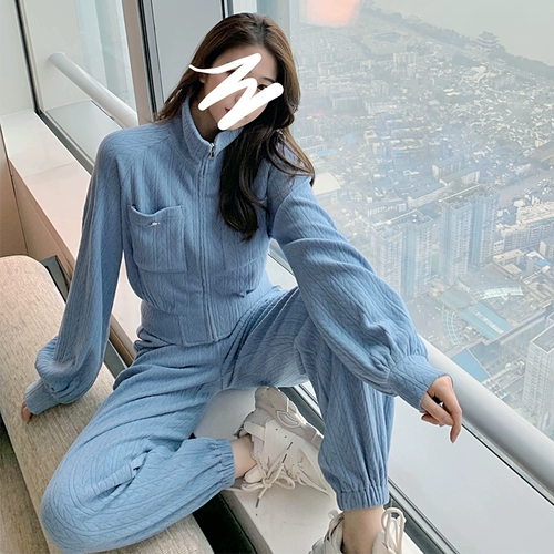 Оригинальный синий осенний спортивный костюм для отдыха, комплект, коллекция 2021, оверсайз, популярно в интернете