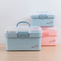 Double storage box plastic small transparent covered box hand-held sorting storage box storage box household medicine box