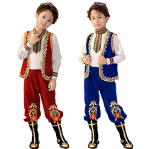 2024 Childrens Xinjiang Dance Costumes Kazakh Travel Photography Boys Uighur Hui Performance Costumes