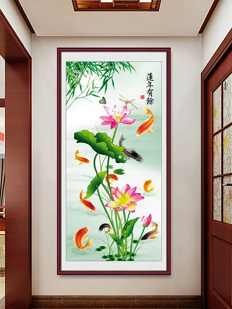 Компания Jiutu Juli Cai Tu Gong Xuanguan Decoration Painting имеет вертикальную версию настенной ткани-живописи на двери рыбака у двери