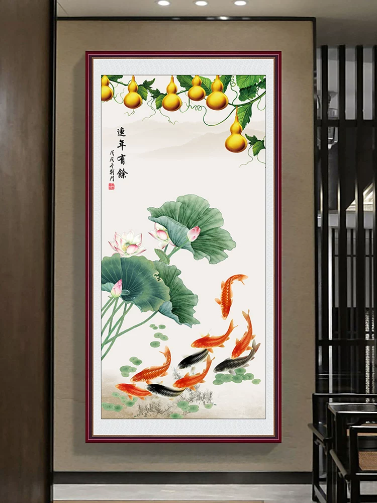 Компания Jiutu Juli Cai Tu Gong Xuanguan Decoration Painting имеет вертикальную версию настенной ткани-живописи на двери рыбака у двери