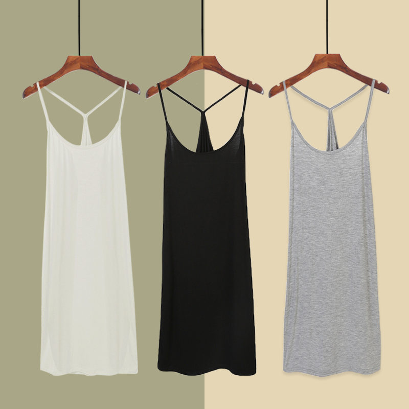 Modal Camisole for Women, Summer, Slim Fit, Hip-Hugging, Mid-Length Y-Shaped Slip Dress, Sexy Halter Neck Inner Slip Dress, Thin Modal Camisole for Women, Summer, Slim Fit, Hip-Hugging, Mid-Length Y-Shaped Slip Dress, Sexy Halter Neck Inner Slip Dress, Thin
