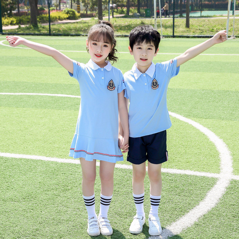 Kindergarten Garden Clothing Summer Clothing Pure Cotton Class Clothes Summer New Pint Elementary School Children Short Sleeve School Uniforms Children Graduation Photos Engllen Wind