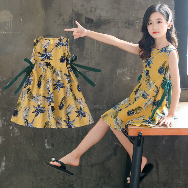 Korean girls dress summer dress 2022 new children's Western style vest skirt princess skirt big children's net red skirt