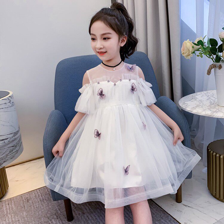 Korean girl net red dress 2022 summer new middle-aged children's western style princess skirt fashionable fluffy gauze skirt