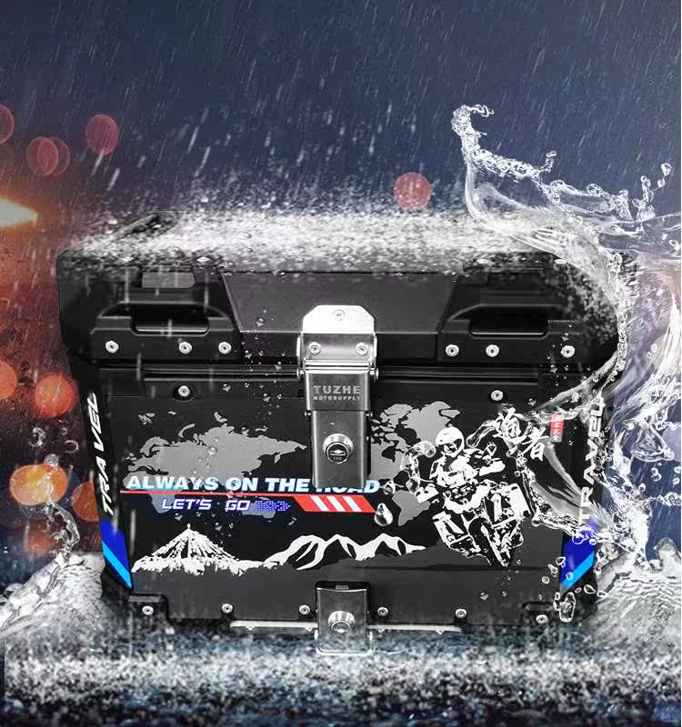 Motorcycle aluminum alloy tail box waterproof tail box 5065 liters with lined trunk quick release rear tail box modification - Taobao
