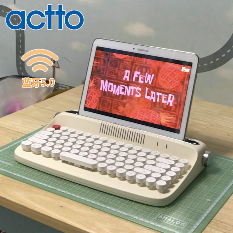 Korean Actto Bluetooth Wireless iPad Tablet External Keyboard Retro Dot Matrix Typewriter Mini Cute Stand College ins Trendy Suitable for Android Apple Huawei Xiaomi Notebook