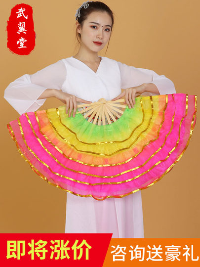 Dance Fan, Double-Sided Dance Fan, Left and Right Pair, Extended Performance Fan, Square Dance Fan, Jiaozhou Twist Dance Fan