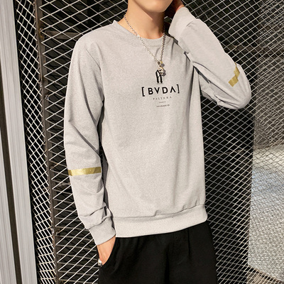 加绒保暖卫衣男士圆领宽松休闲上衣潮