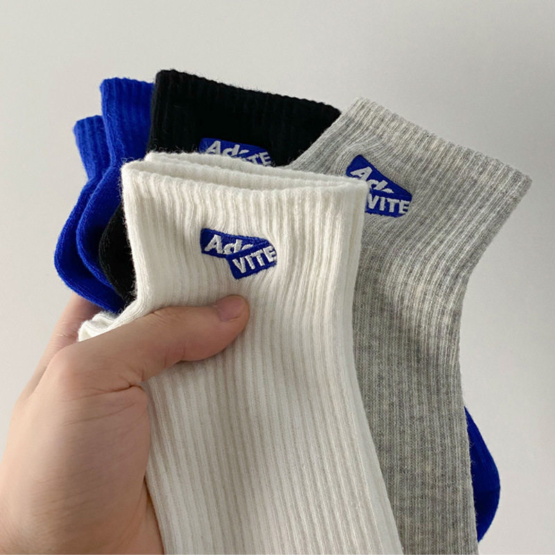 2 Double loaded spring and summer short letter Alphabetical Trend Pure Cotton Klein Blues