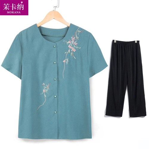 Летняя одежда, комплект для пожилых людей для матери, для среднего возраста, короткий рукав