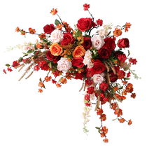 New wedding road leading flower row wedding floor row stage simulation flower high-end layout props flower red wedding floral art