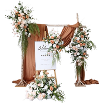 Wedding floral arrangement welcome photo background flower arch wall hanging flower drainage sign reception area simulated artificial flowers