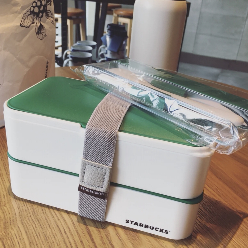 Starbucks Eco-Friendly Series Lunch Box Pure White Eco-Friendly Set Lunch Box with Cutlery Large Capacity Portable