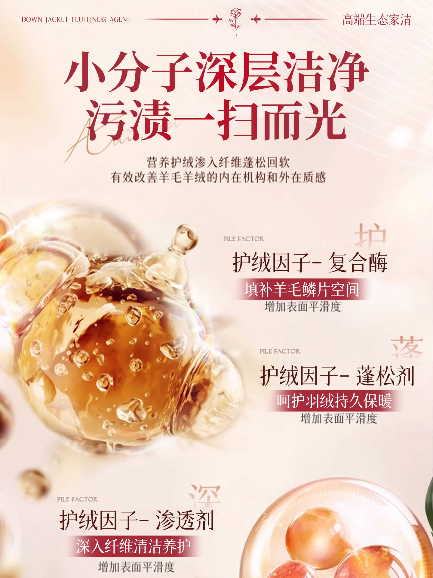 Down Jacket Fluffy Detergent Wool Cashmere Anti-Shrinkage Washing Machine Special Laundry Detergent Official Flagship Store%