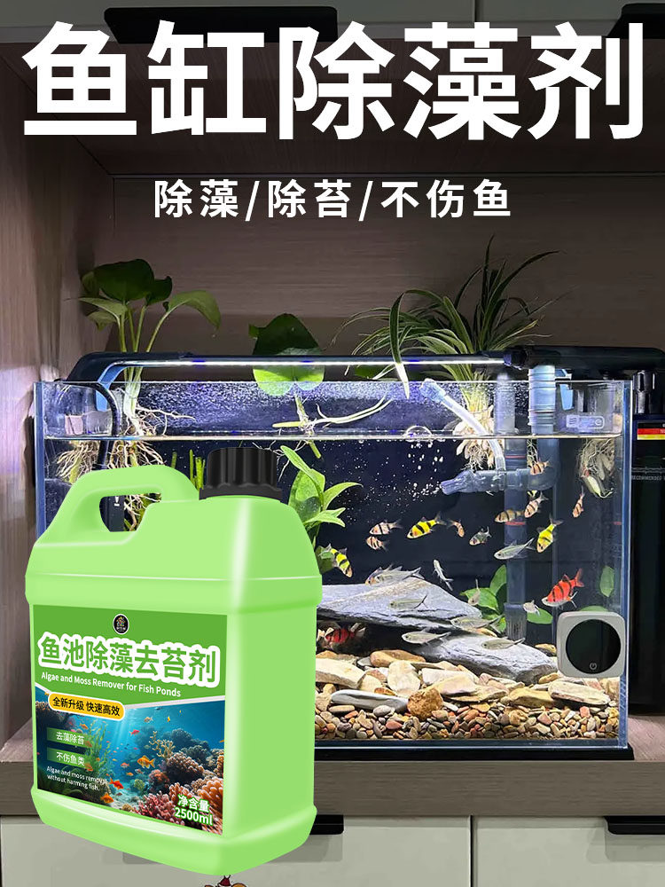 Fish Pond Algae and Moss Remover, Fish Tank Green Water Clarifier, Powerful Remover for Indoor and Outdoor Blue Algae, Black Algae, and Brown Algae