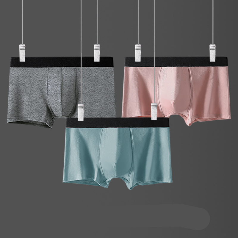 Classic Cotton Boxer Men's Underwear Breathable Moisture Absorbent Micro-elastic Large Size Notle Student Boxer Solid Color Youth Shorts