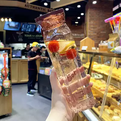 Summer simple fresh plastic cup Korean version of personality creative accompanying cup men and women students couples portable trend water Cup