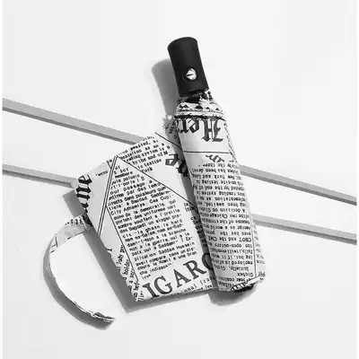 Newspaper umbrella Female trend automatic newspaper umbrella Vinyl anti-UV umbrella Student umbrella Sunny and rainy umbrella Creative umbrella