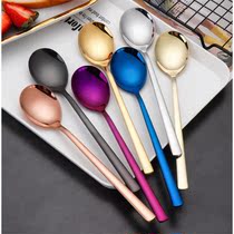 4 Korean spoon stainless steel home creative large long handle spoon cute adult main meal spoon