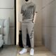 Ice Silk Short-Sleeved Casual Suit for Men, Summer Trendy Brand Printed T-Shirt and Sports Pants, Stylish Men's Outfit Set