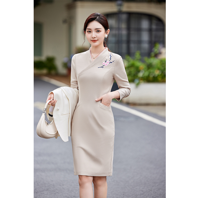 【New Product】Elegant and Classy Reception Work Attire, High-End Hotel Front Desk Uniform, Stewardess Uniform Dress for Women 【New Product】Elegant and Classy Reception Work Attire, High-End Hotel Front Desk Uniform, Stewardess Uniform Dress for Women