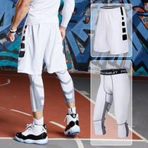 Sports basketball leggings mens base training suit fitness set compression running summer quick dry seven points nine points sweat