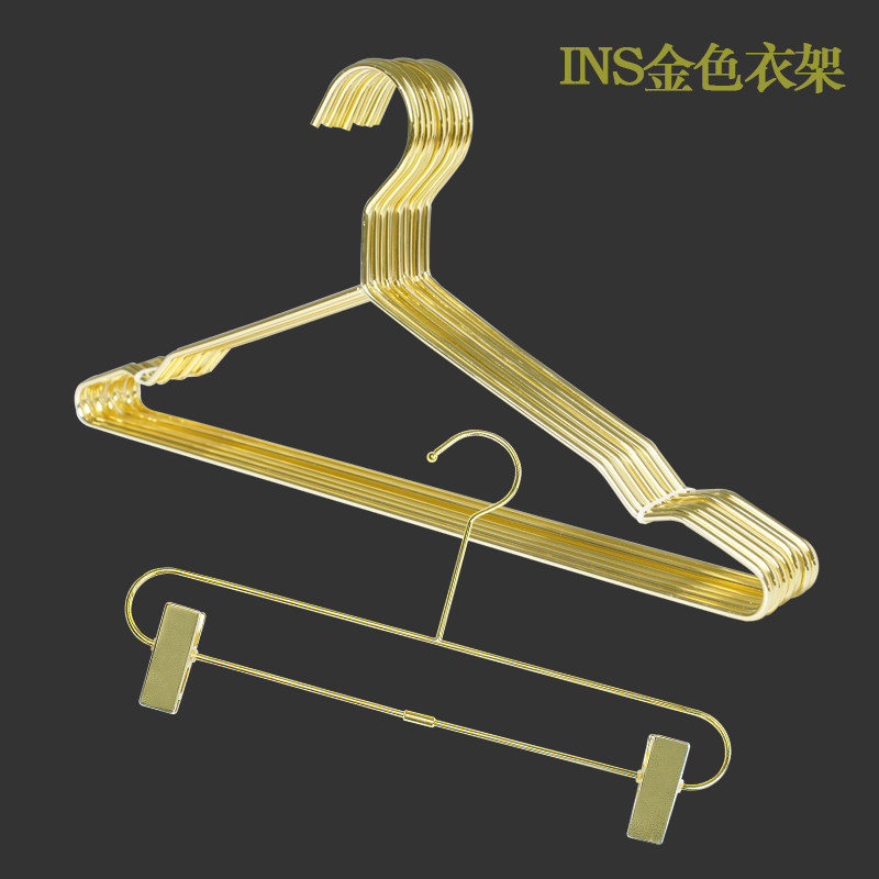 Metal Hanger Nordic Ins Home Clothes Hanger Clothing Shop Gold Hanger Plus Coarse Clothes Hung Closet Iron Hanger 