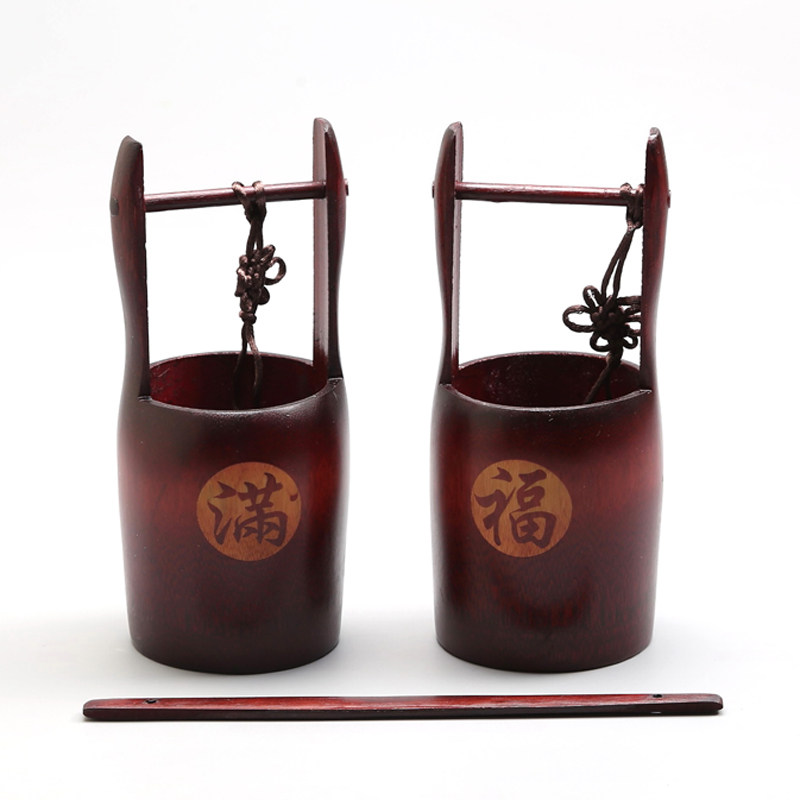 Bamboo new small water cylinder antique bucket bamboo bucket exquisite carbonized descendant barrel wedding gifts home small pair