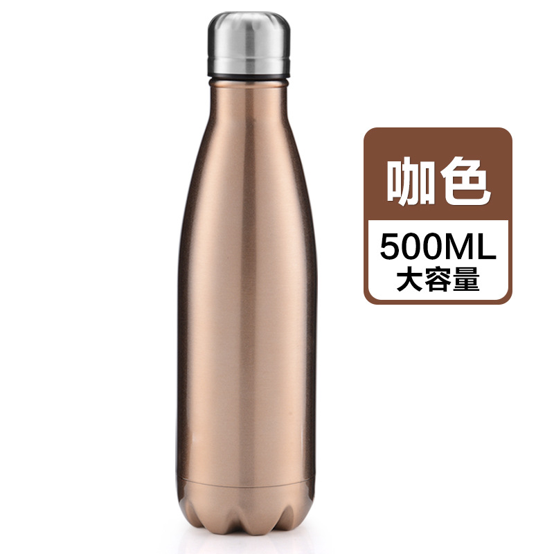 Bright Gold 500MlCoke bottle vacuum cup double-deck motion  304 stainless steel bowling glass