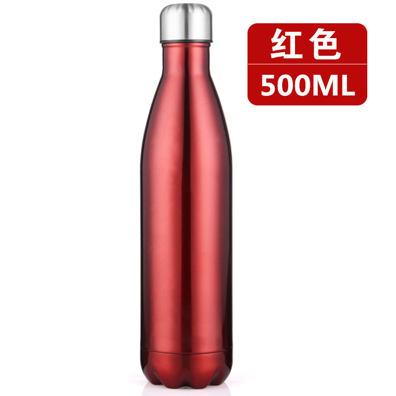 Bright Red 500MlCoke bottle vacuum cup double-deck motion  304 stainless steel bowling glass