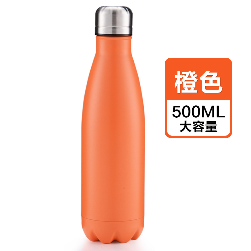 Matte Orange 500MlCoke bottle vacuum cup double-deck motion  304 stainless steel bowling glass