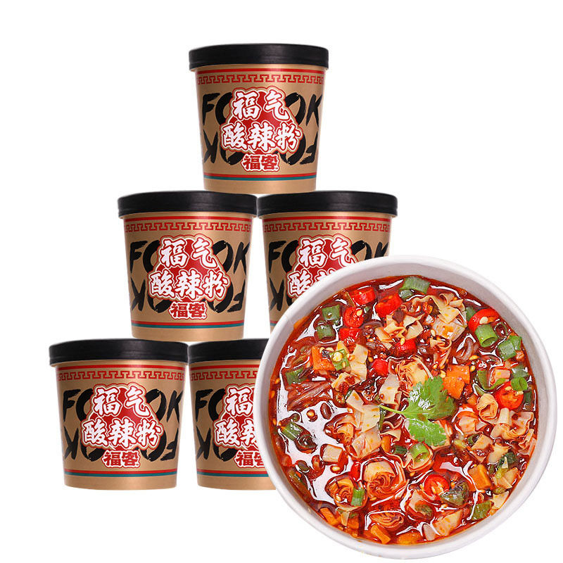 福客酸辣粉桶装重庆粉丝即食米粉方便面网红速食螺蛳粉整箱*6桶装