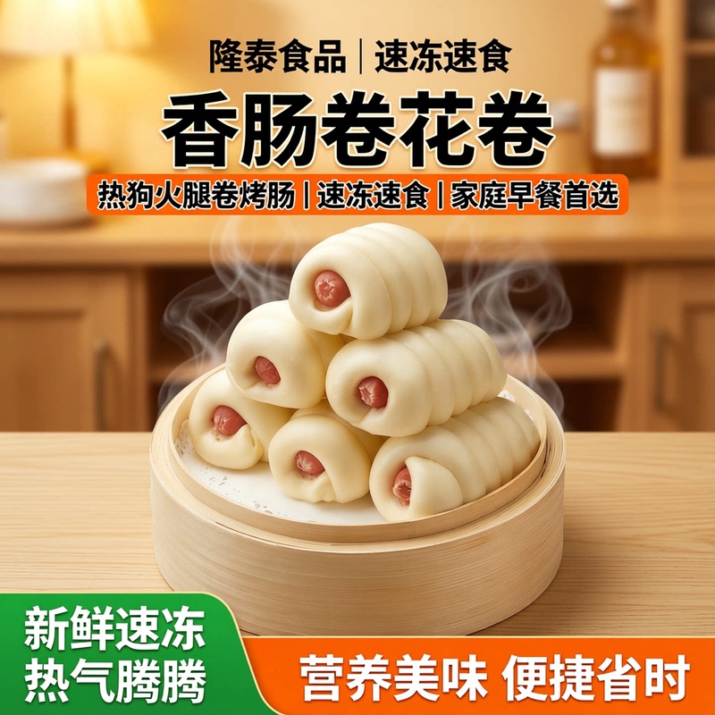 Sausage Rolls, Hot Dog Rolls, Ham Sausage Rolls, Steamed Bun Snacks, Frozen Fast Food, Breakfast for Working Students, Steamed Buns, Longtai Snacks