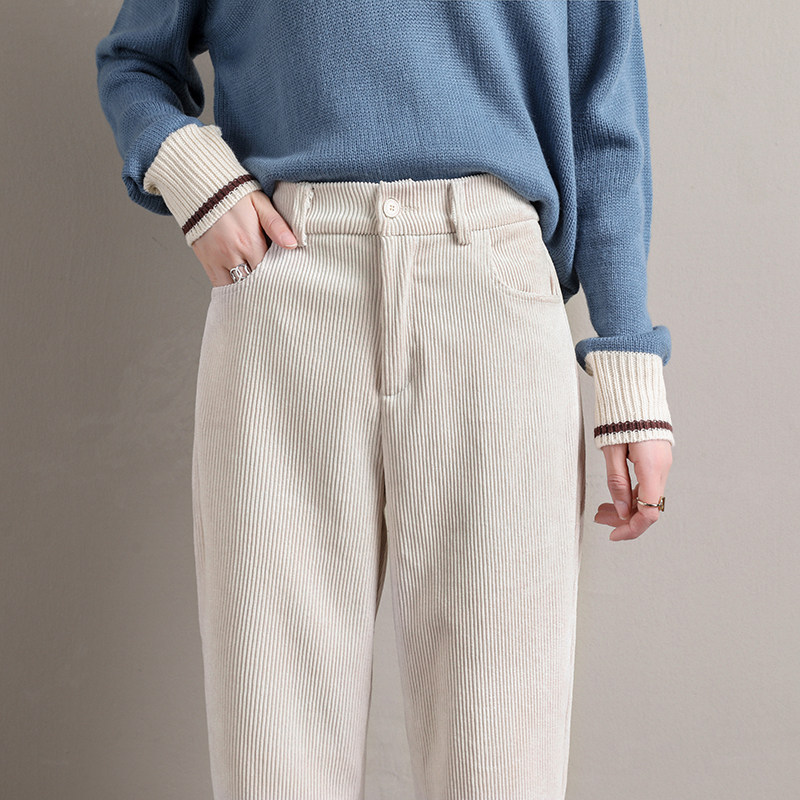 Light Core Suede Casual Pants Woman Spring Summer Autumn New 100 Hitch Slim Rounder Pants High Waist Plus Suede Thickened Straight Cylinder Wide Pants