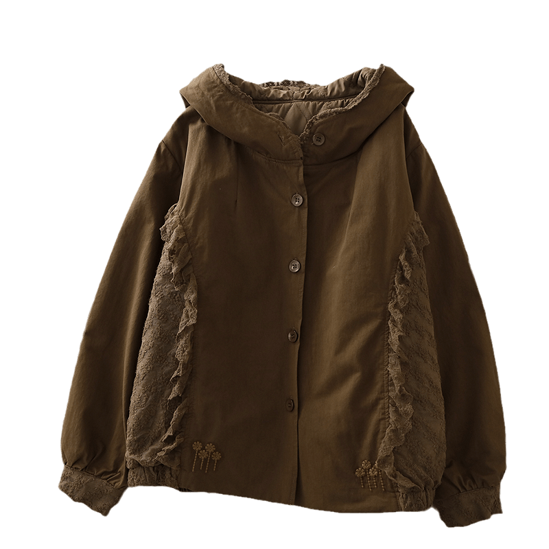 Regular sweet loose lace cotton jacket