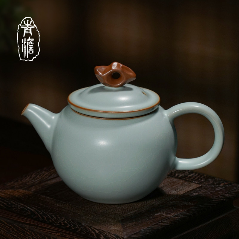 Hand-made teapot single pot household Jingdezhen Antique Ceramic Gift Yceramic Tea Top china chip glaze