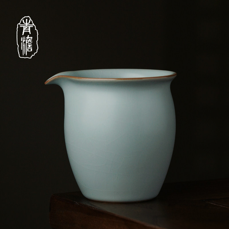 Handcrafted Ru Kiln Tea Sea Fair Cup Tea Tea Tea Tea Cup single Jingdezhen imitation of ancient Ru porcelain open sheet can be raised-Taobao