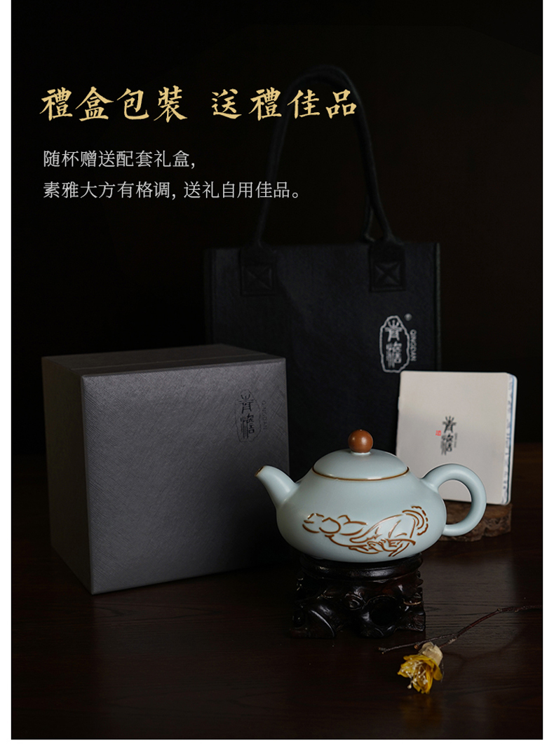 Green has already your up single pot hand flat pot teapot to restore ancient ways your porcelain of jingdezhen ceramics kung fu tea Green home day