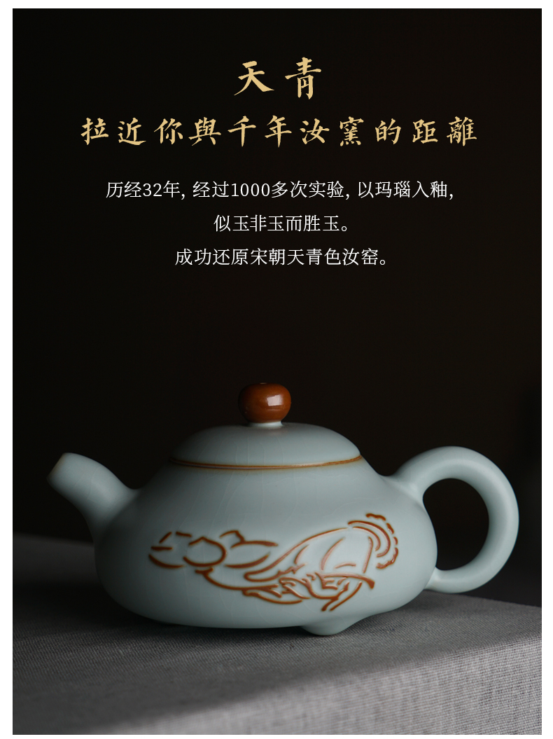 Green has already your up single pot hand flat pot teapot to restore ancient ways your porcelain of jingdezhen ceramics kung fu tea Green home day