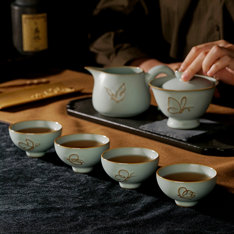 Manual tureen single jingdezhen only three ceramic cups imitation song dynasty style typeface restoring ancient ways your up tea bowl of ice to crack large celadon