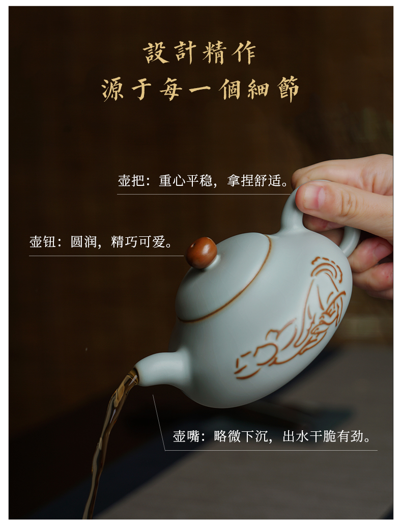 Green has already your up single pot hand flat pot teapot to restore ancient ways your porcelain of jingdezhen ceramics kung fu tea Green home day