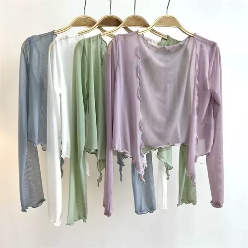 Трикотажный летний кардиган, тонкая сетчатая накидка, куртка, подходит с юбкой, защита от солнца, V-образный вырез