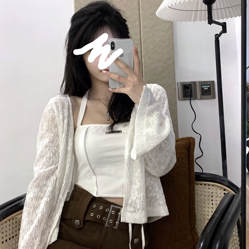 Кружевная накидка, кардиган, белая летняя тонкая одежда для защиты от солнца