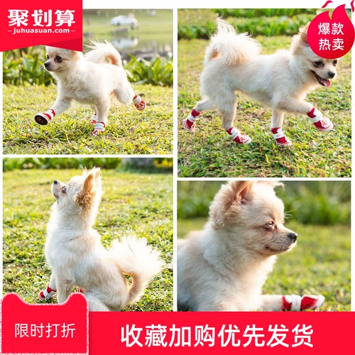 Собачья обувь не падает в летние плюшевые туфли маленькие собачьи домашние животные. Набор из 4 водонепроницаемы