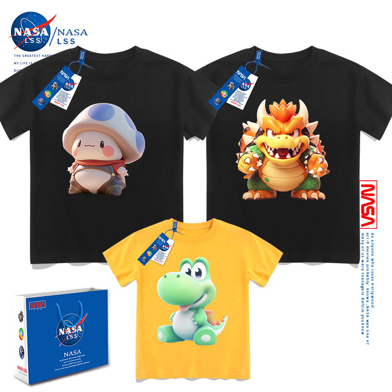 Different pro-loading summer clothing a family of three-four-mouth mother and daughter fat mom 200 catty Mario short sleeve-Taobao