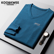 Spring Autumn Season Thin men t-shirt slats undershirt Long sleeves V neckline Pure Color Compassionate Knit Sweater Casual 100 hitch