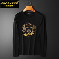 Fall mens t-shirt blouses long sleeves Crown Embroidered Tide round collar Compassionate Handsome 100 ride-hailing card clothes
