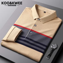 Fall mens high-end t-shirt polo shirt with long sleeves turning pure cotton trendy stripes Compassionate Fashion Casual Men