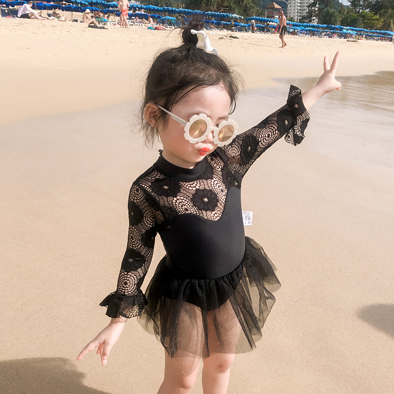 New Korea ins Net red swimsuit children women's one-piece gauze swimwear baby swimsuit cute swimwear